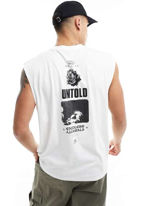 ASOS DESIGN oversized tank in white with spine print