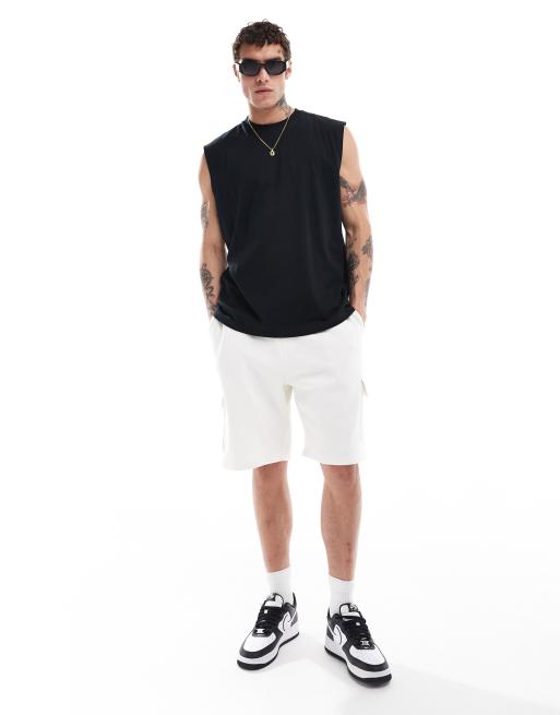 ASOS DESIGN oversized tank singlet in black with Los Angeles back print, 4 of 4