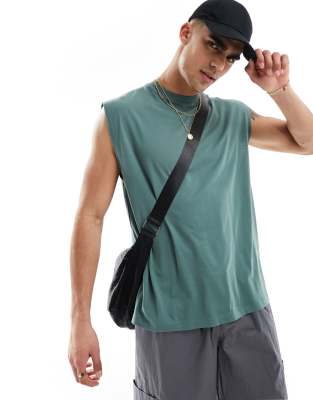 Shop Asos Design Oversized Tank Top In Black