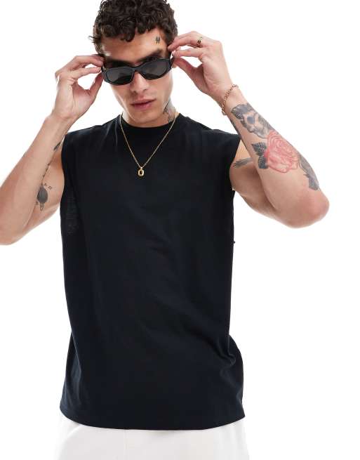 ASOS DESIGN oversized tank top in black with Los Angeles back print, 3 of 4