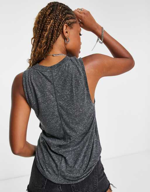 ASOS DESIGN oversized tank top in linen mix in charcoal