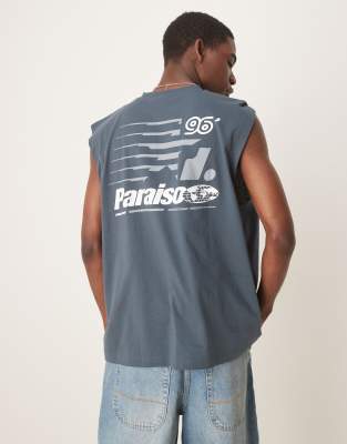 Asos Design Oversized Tank Top With Athletic Graphic