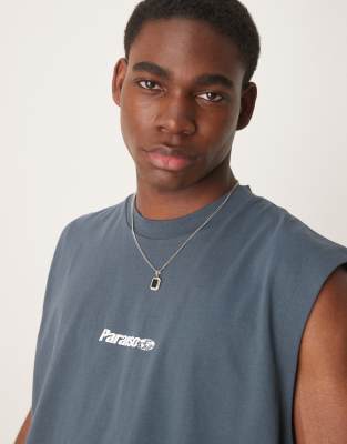 Asos Design Oversized Tank Top With Athletic Graphic