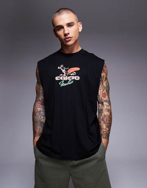 ASOS DESIGN oversized tank top with city graphic in black - view 1