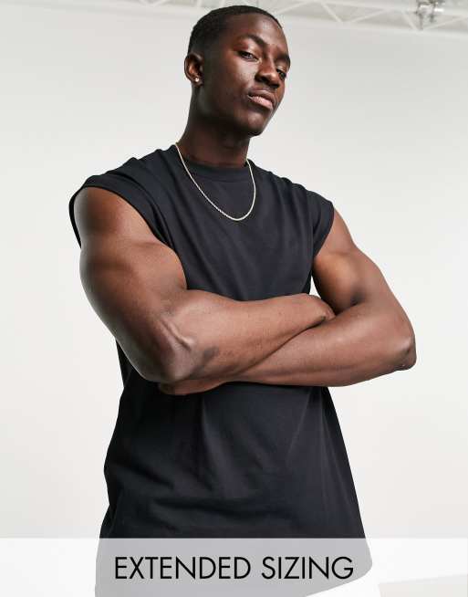 ASOS DESIGN oversized tank top with dropped armholes in black
