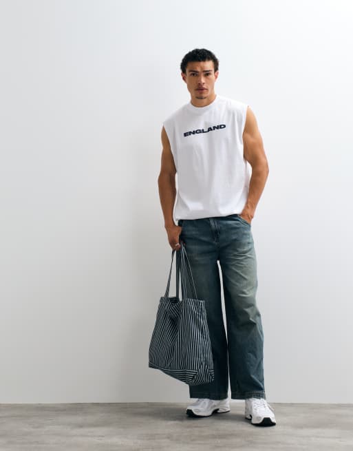 ASOS DESIGN oversized tank top with England graphic in white, 2 of 5