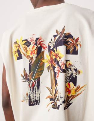 Asos Design Oversized Tank Top With Floral Athletic Graphic