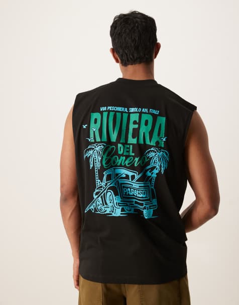 ASOS DESIGN oversized tank top with high summer graphic in black - view 1