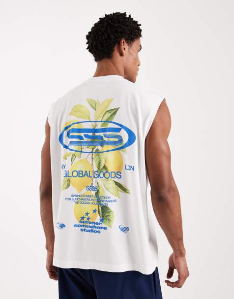 ASOS DESIGN oversized tank top with lemon graphic in white - view 1