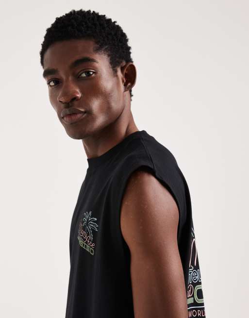 ASOS DESIGN oversized tank top with Miami back and chest graphic in black, 4 of 5