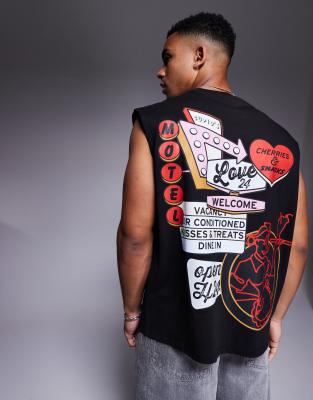 Asos Design Oversized Tank Top With Motel Graphic