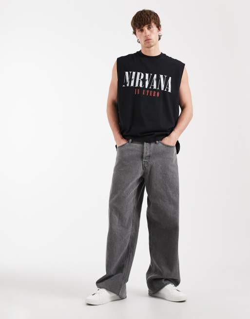 ASOS DESIGN oversized tank top with Nirvana print in black | ASOS