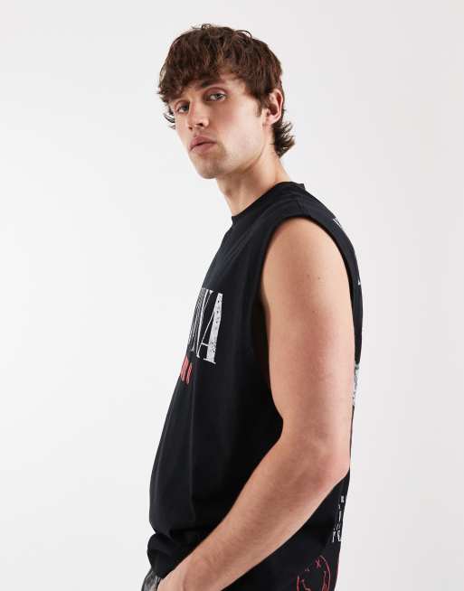ASOS DESIGN oversized tank top with Nirvana print in black | ASOS