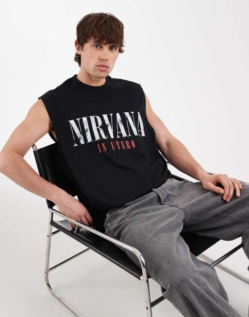 ASOS DESIGN oversized tank top with Nirvana print in black | ASOS