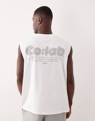 Asos Design Oversized Tank Top With Text Print In White