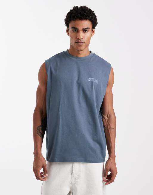 ASOS DESIGN oversized tank with back bubble text graphic in dark grey , 3 of 5