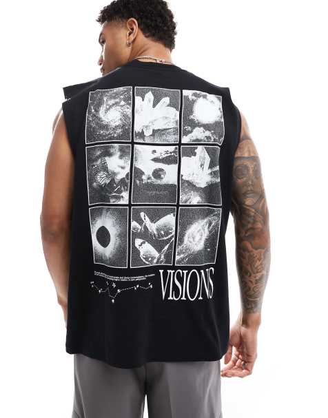 ASOS DESIGN oversized tank with  back print in black - view 1