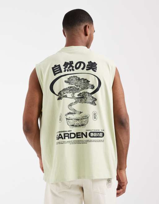 ASOS DESIGN oversized tank with Bonsai graphic in off white wash, 2 of 5