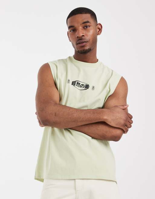 ASOS DESIGN oversized tank with Bonsai graphic in off white wash, 3 of 5