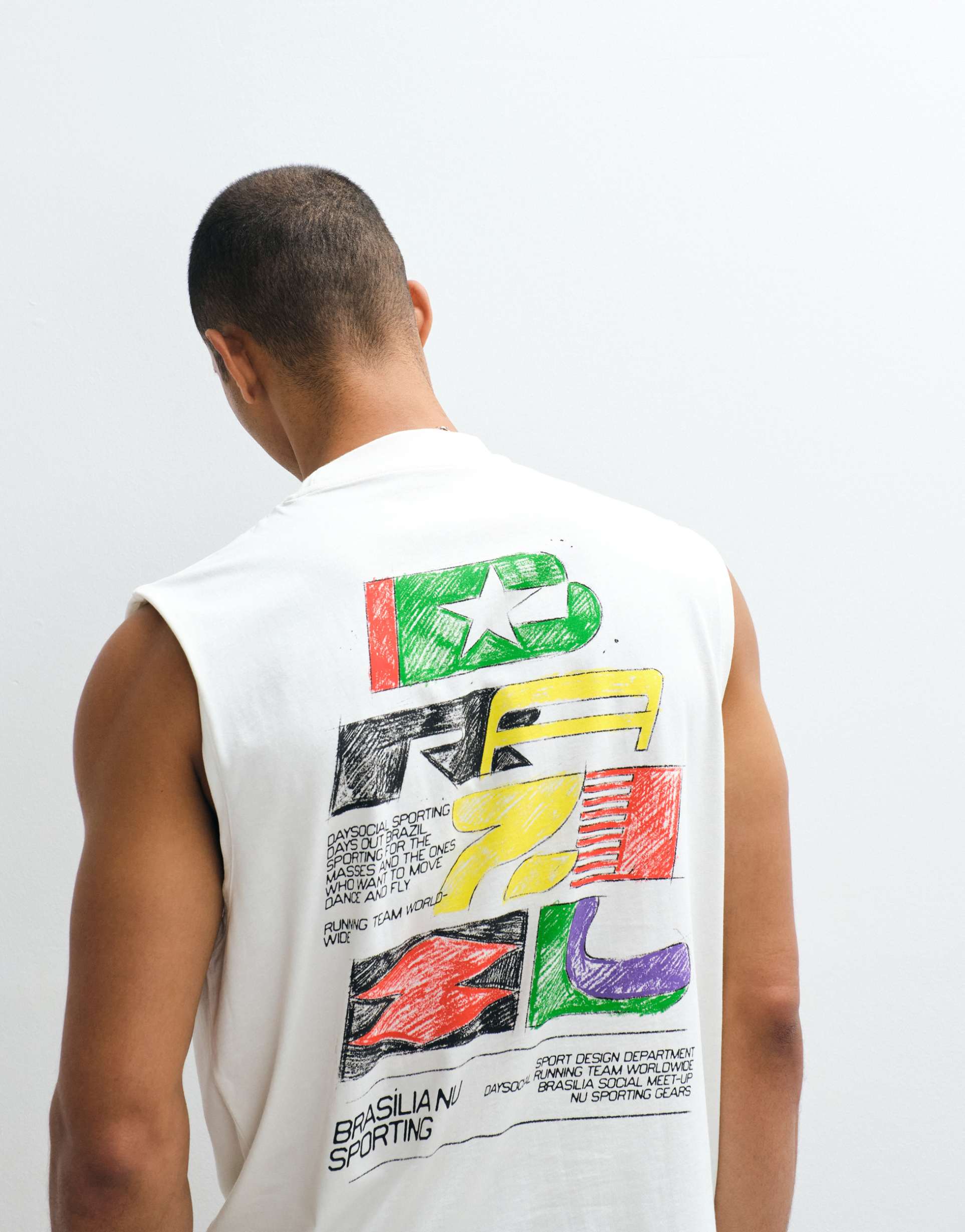 ASOS DESIGN oversized tank with Brazil graphic in cream