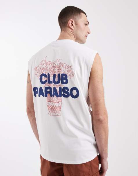 ASOS DESIGN oversized tank with bubble floral back print in off white - view 1