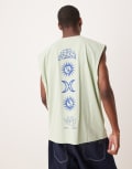[ASOS DESIGN] ASOS DESIGN oversized tank with celestial graphic in light green S Frosty green