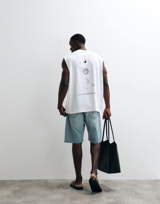 ASOS DESIGN oversized tank with celestial spine print in white, 2 of 5