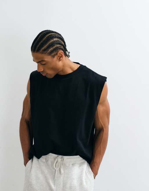 ASOS DESIGN oversized tank with cocktail graphic in black, 2 of 5