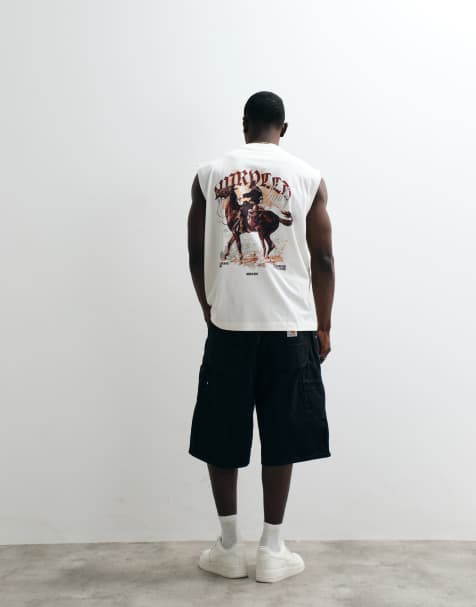 ASOS DESIGN oversized tank with cowboy graphic in cream - view 1