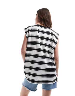 Asos Design Oversized Tank With Drop Arm Hole In Black