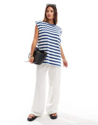 Asos Design Oversized Tank With Drop Arm Hole In Blue