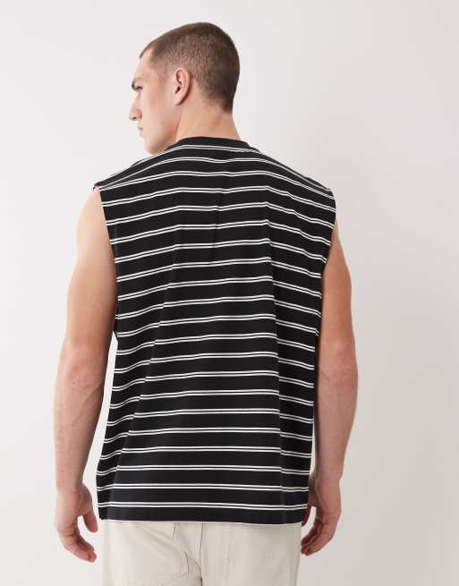 ASOS DESIGN oversized tank with dropped arm hole in black stripe, 3 of 5