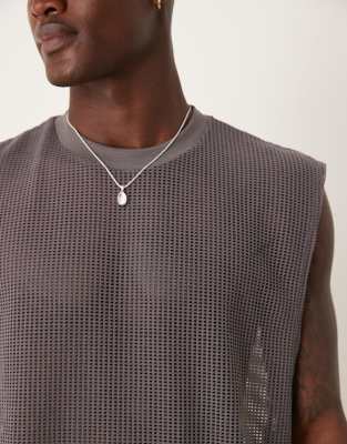 Asos Design Oversized Tank With Dropped Armhole In Gray