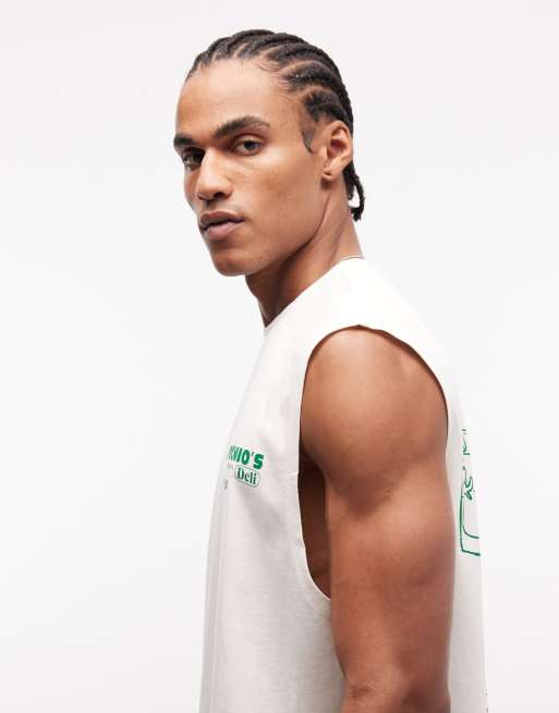 ASOS DESIGN oversized tank with food and drink graphic in off white, 4 of 5