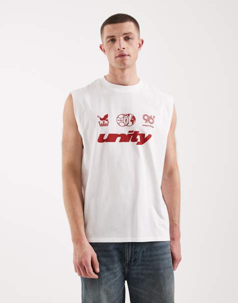 ASOS DESIGN oversized tank with football graphic in white - view 1