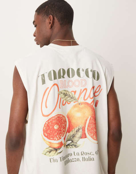 ASOS DESIGN oversized tank with fruit graphic in cream - view 1
