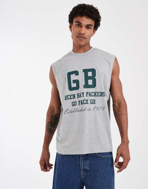 ASOS DESIGN oversized tank with Green Bay packers print in gray - view 1
