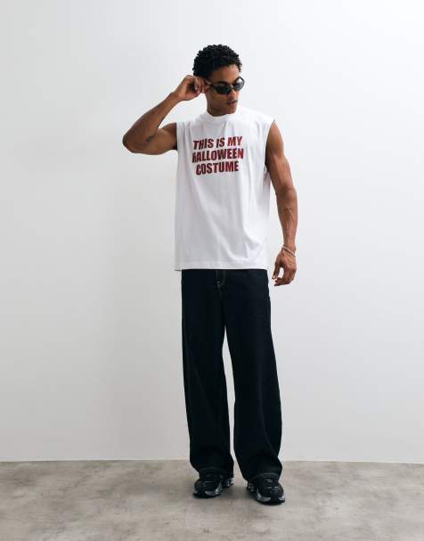 ASOS DESIGN oversized tank with Halloween print in white - view 1