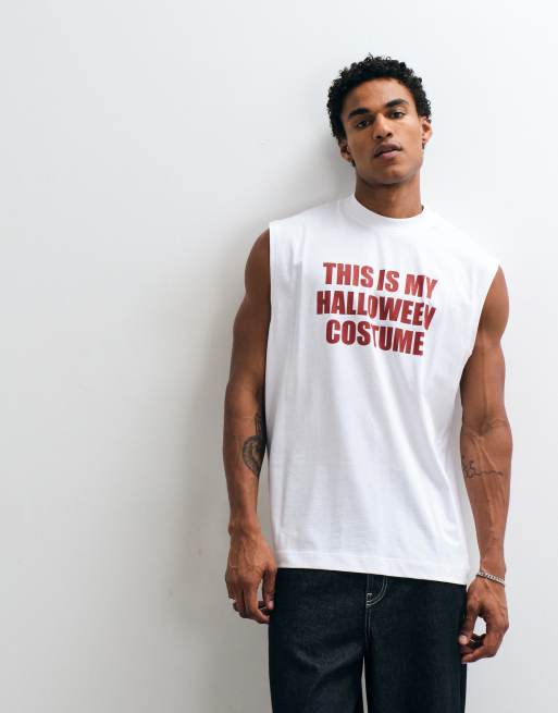 ASOS DESIGN oversized tank with Halloween print in white, 3 of 5