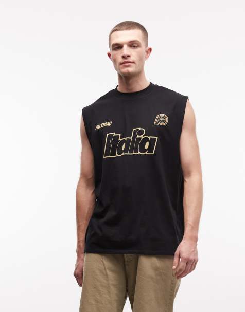 ASOS DESIGN oversized tank with Italia sports graphic in black - view 1