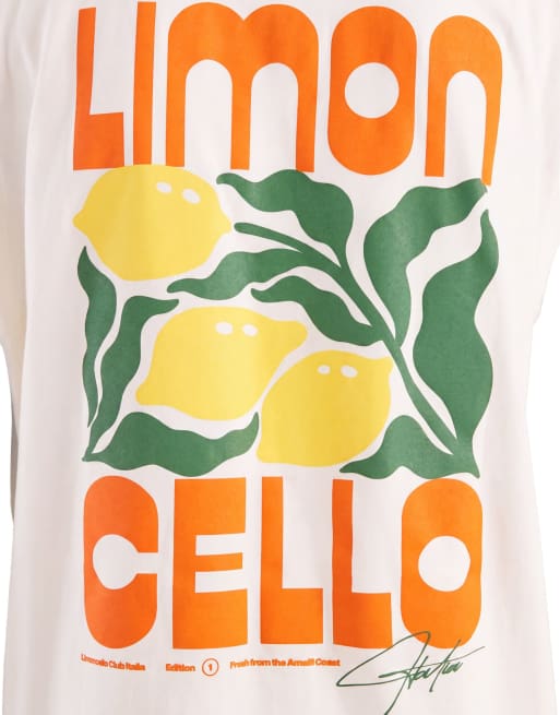 ASOS DESIGN oversized tank with limoncello graphic in off white, 8 of 9