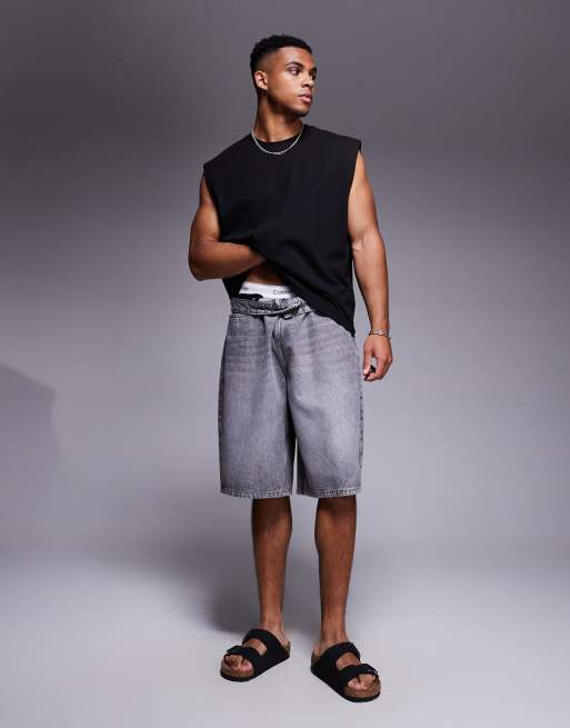 ASOS DESIGN oversized tank with motel graphic in black