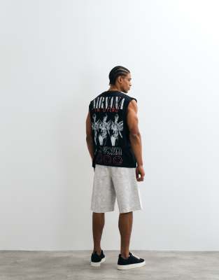 ASOS DESIGN oversized tank with Nirvana print in black
