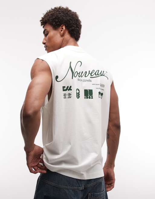 ASOS DESIGN oversized tank with nouveau graphic in cream, 3 of 5