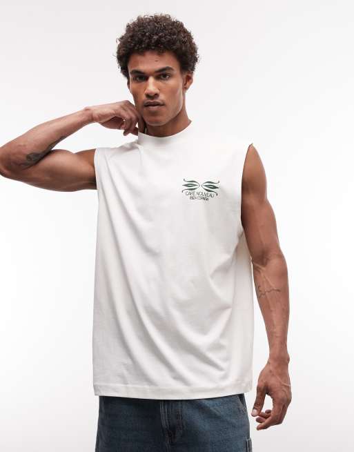 ASOS DESIGN oversized tank with nouveau graphic in cream, 4 of 5