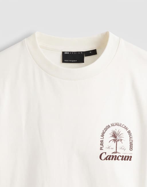 ASOS DESIGN oversized tank with palm graphic in off white, 8 of 9