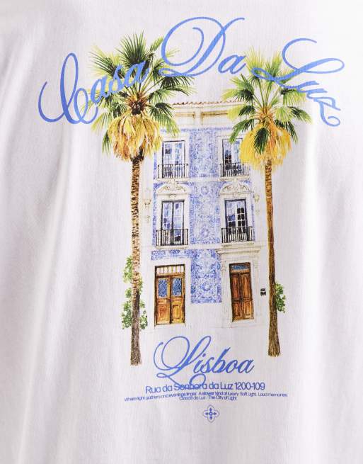 ASOS DESIGN oversized tank with palm tree graphic in white, 3 of 5