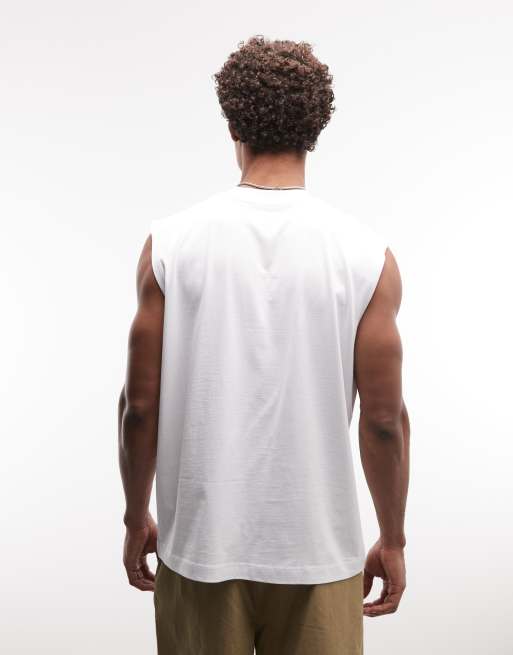 ASOS DESIGN oversized tank with paraiso studios graphic in white , 5 of 5