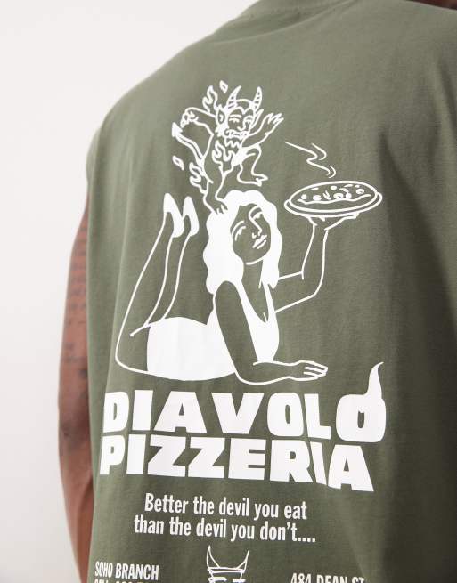 ASOS DESIGN oversized tank with pizza graphic in green, 5 of 7