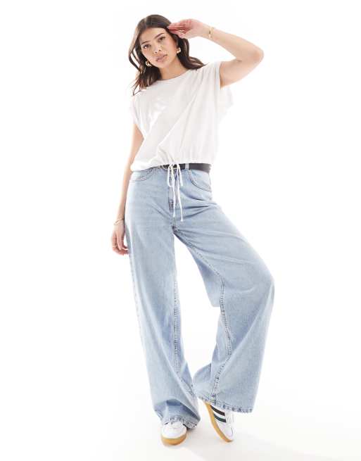 ASOS DESIGN oversized tank with rolled sleeve and drawstring hem